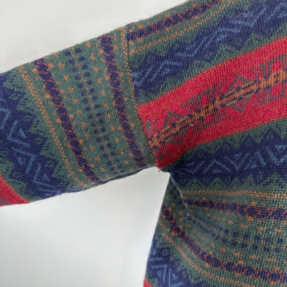 Vintage Mansoon Handknitted in UK Sweater Women's Size Large 100% Wool Nordick - Picture 7 of 12
